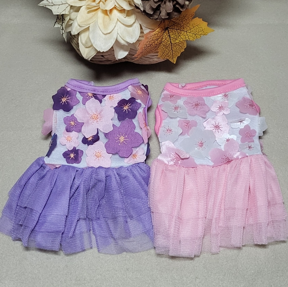 Dog NWOT Pink/Purple Floral Princess Tutu Dress- Bundle Of 2- Size XS - Picture 2 of 8